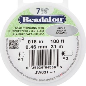 Beadalon Bead Stringing Wire Satin Silver 7 Strand 18' .46 mm 100 ft new
